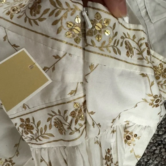 Michael Kors Cream and Gold Midi Dress womens size 8 - Picture 9 of 11